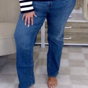 Lands End Women's Plus Size Recover High Rise Straight Leg Blue Jeans